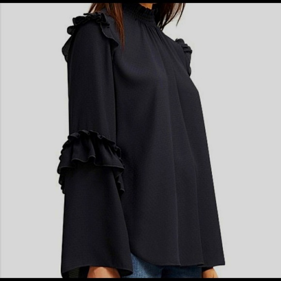 Witchery Black Ruffle Blouse - Picture 1 of 12